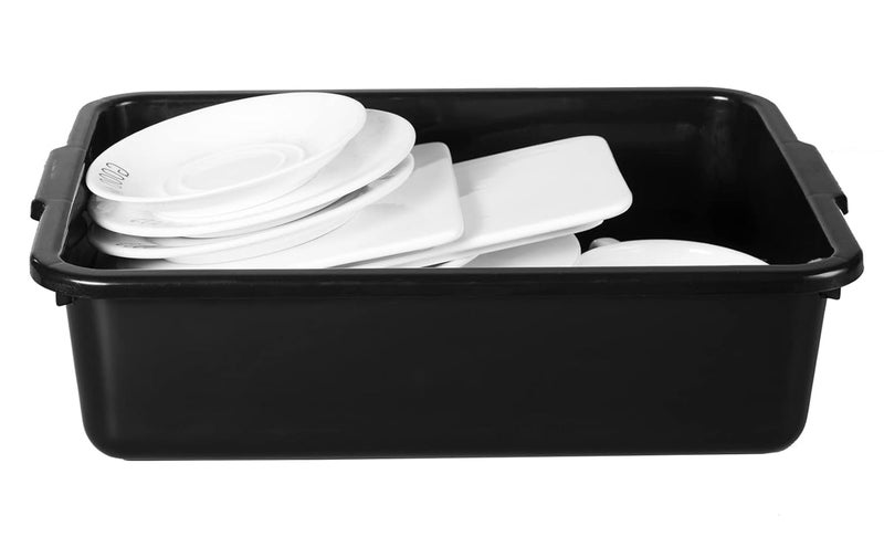 ZHENFAN 4-Pack Commercial Bus Tubs 8 Litre, Black Plastic Bus Box/Tote, Bus Wash Dish Basin Pans - Image 4